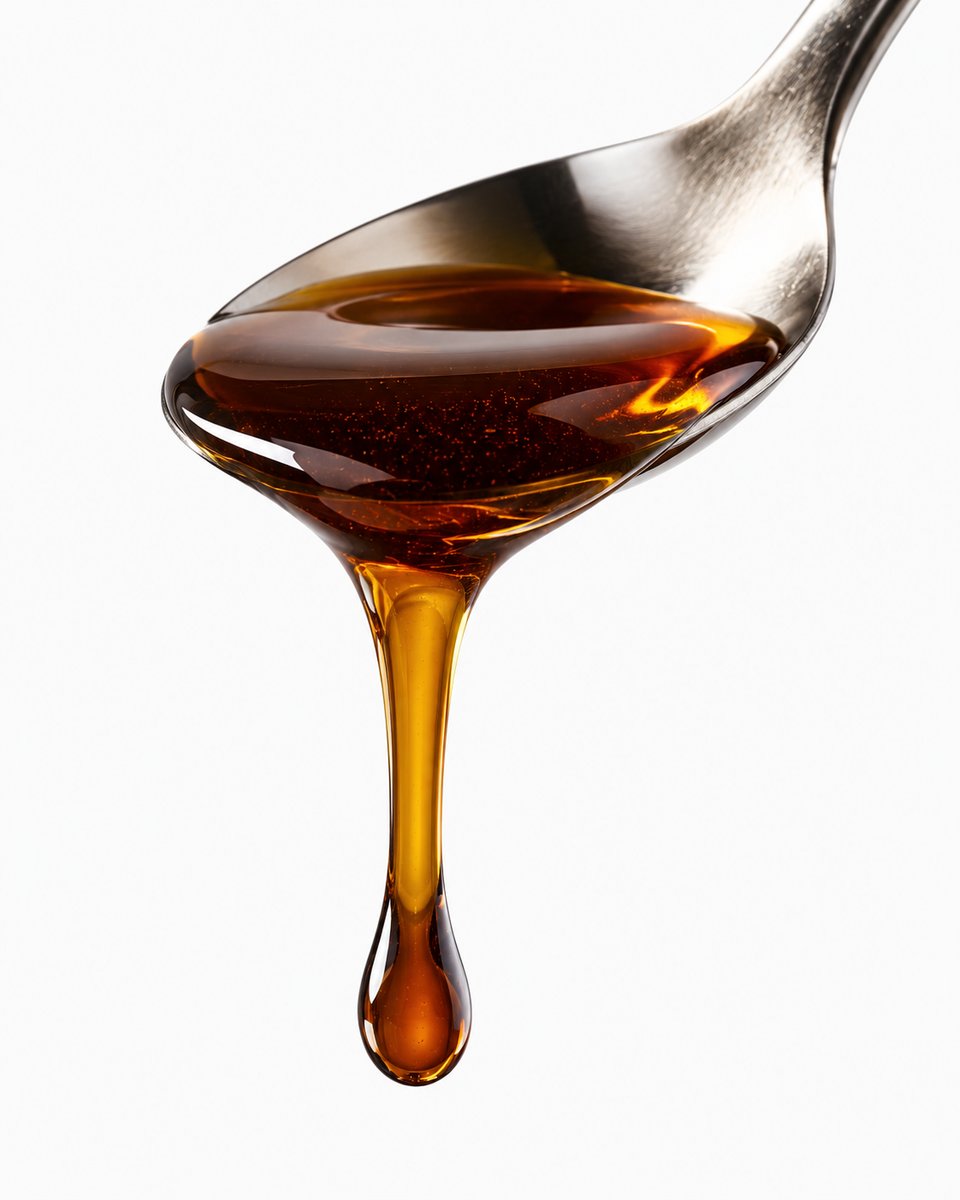 Löffel mit goldenem Cashewapfel-Sirup